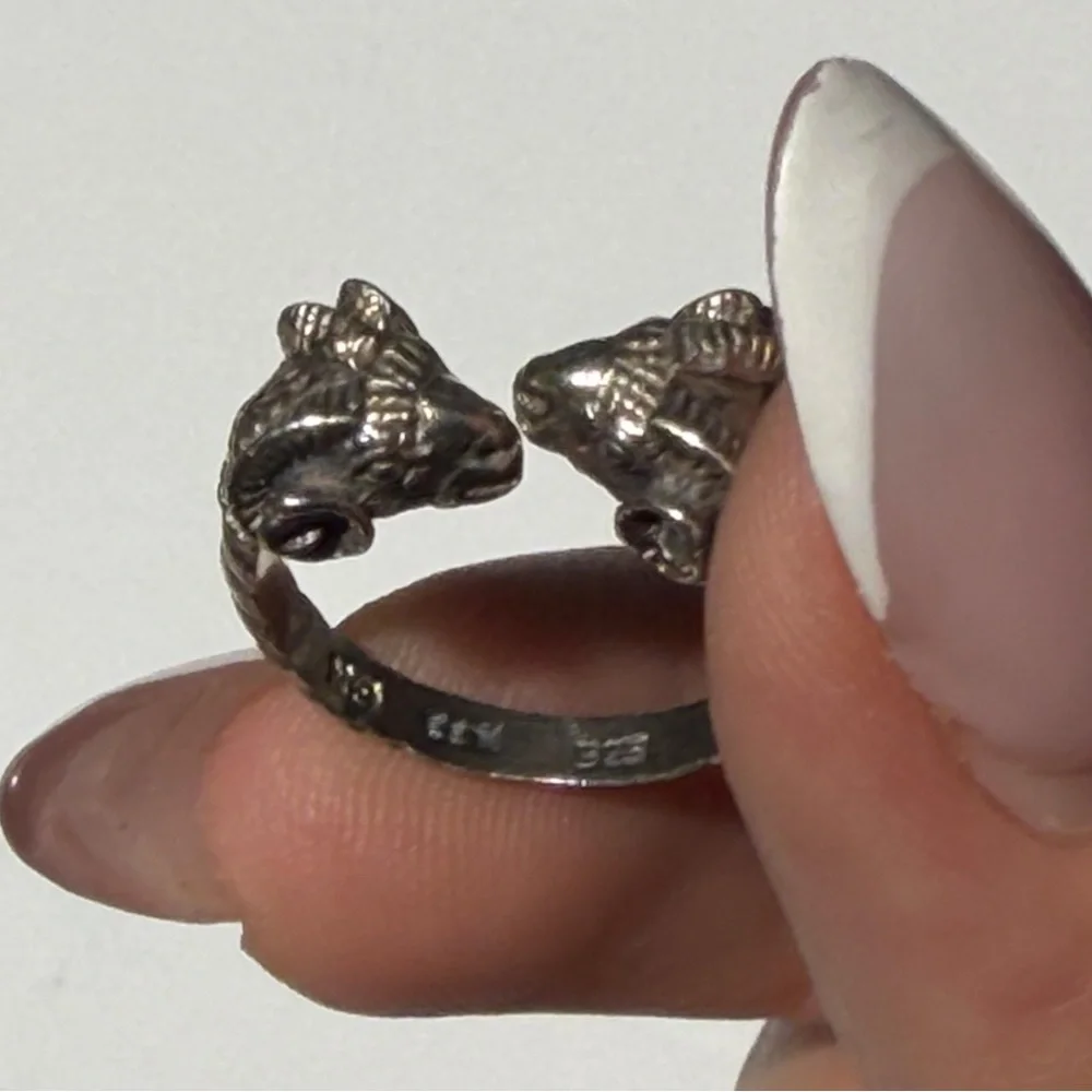 Vintage 925 Sterling Silver Ram Ring Adjustable